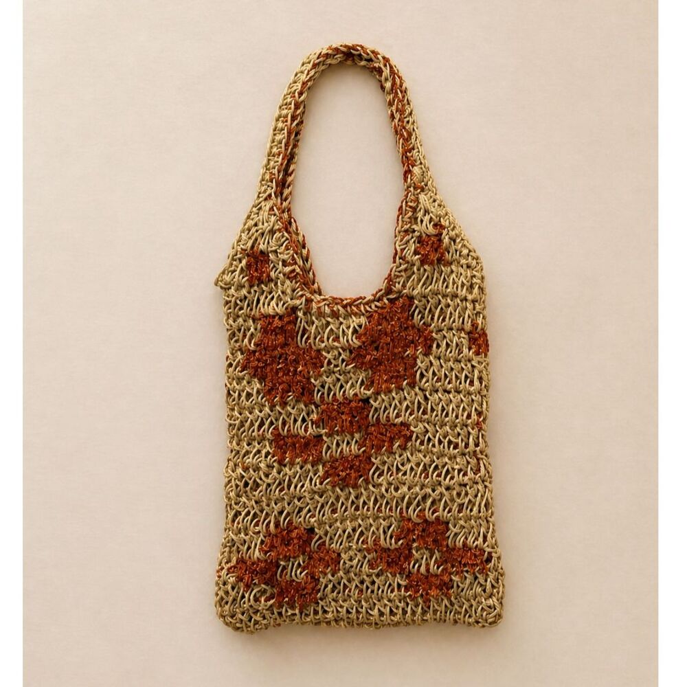 Vintage WALBORG Made in Italy Raffia Crochet Shoulder Bag Boho Woven Tote Purse